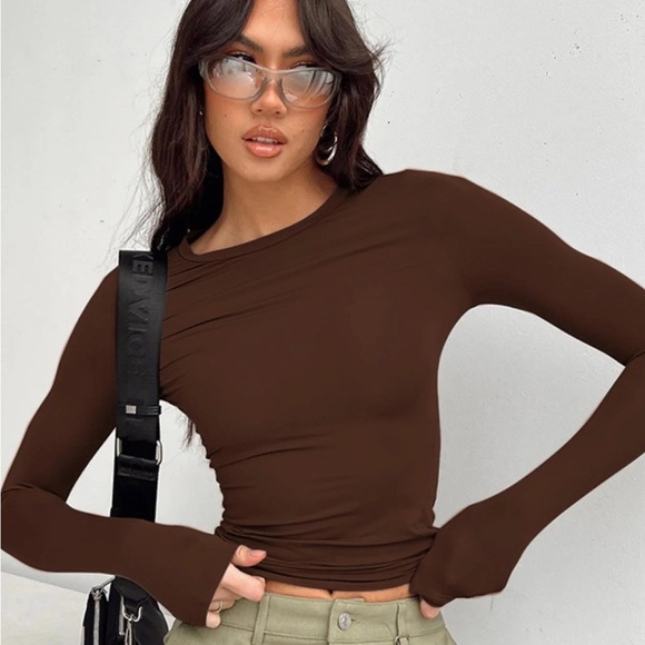 Cider NWT Brown Long Sleeve Women's Top - Picture 4 of 6